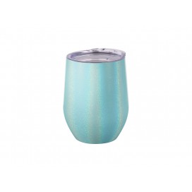12oz/360ml Glitter Sparkling Stainless Steel Stemless Cup (Light Blue)（25pcs/ctn）